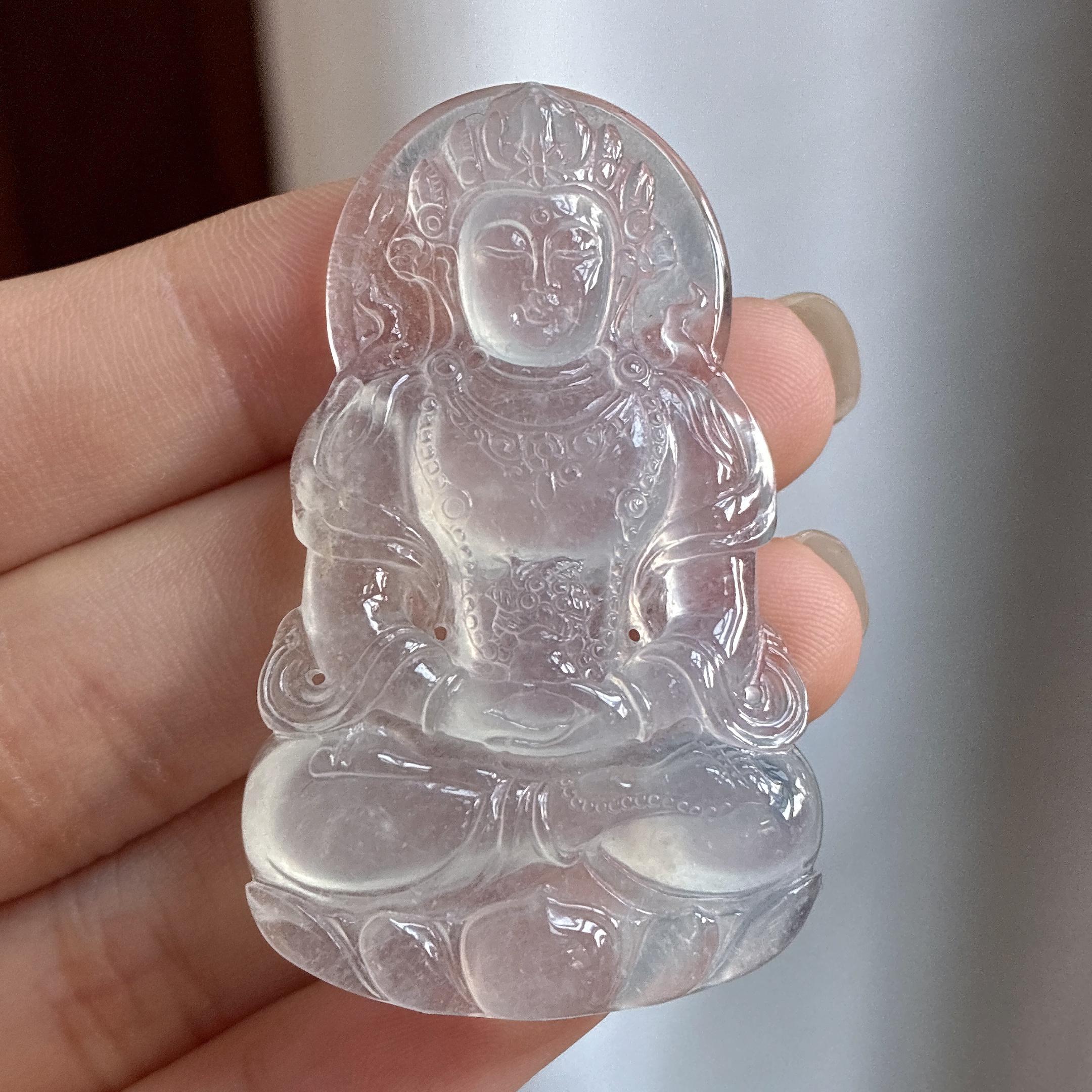 冰种无底色度母挂件 天然缅甸A货翡翠（yc484398）
