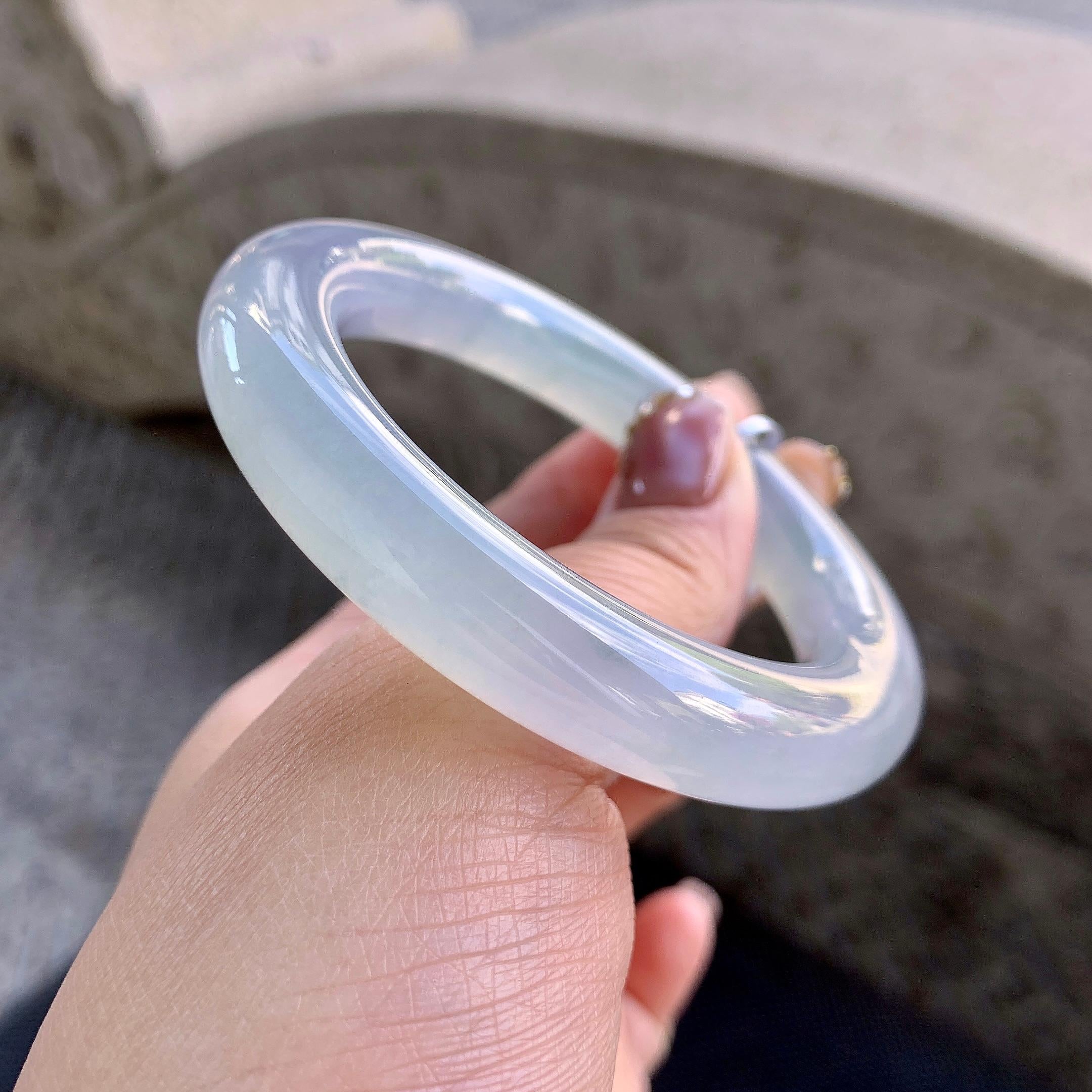 糯冰种晴底圆条手镯（54mm）（yc273588）