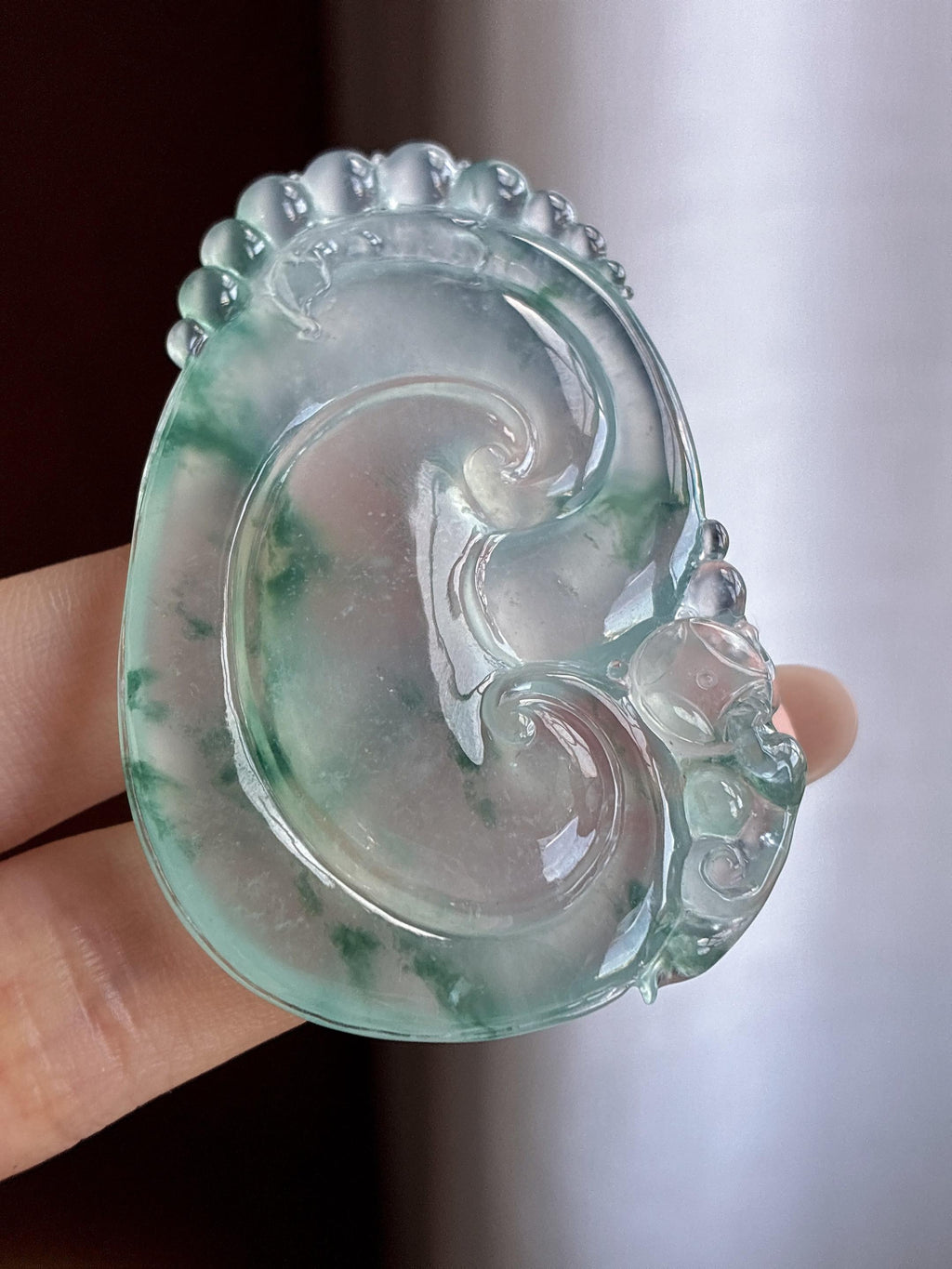 高冰种飘花如意挂件（yc722725）
