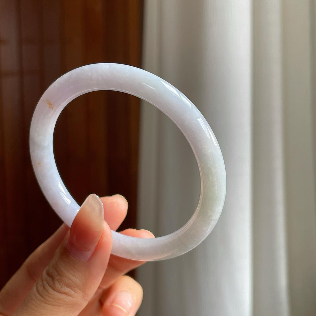 糯冰淡春翡翠圆条手镯（55mm）（yc333143）