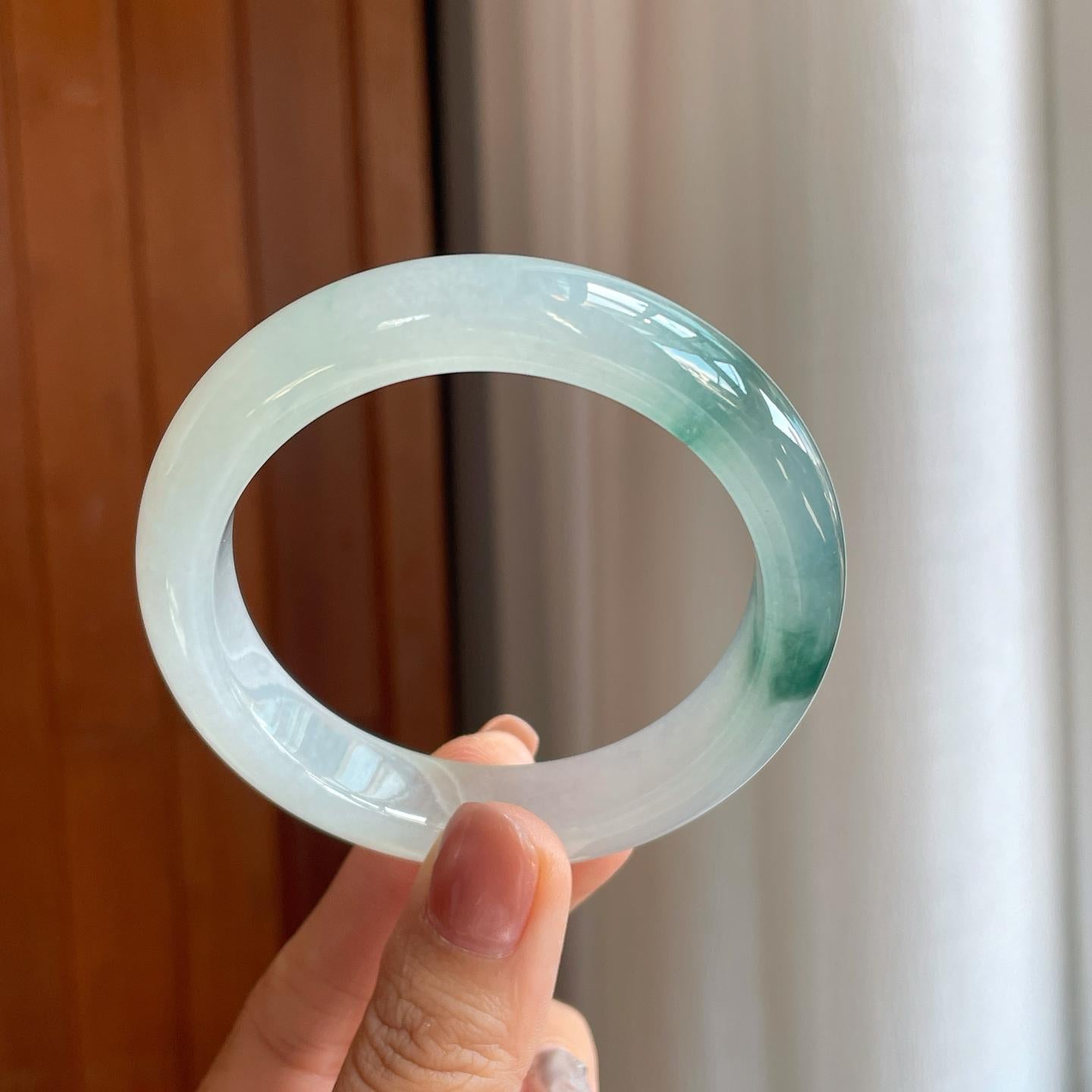 冰种飘花翡翠平安镯（56mm）（yc279300）