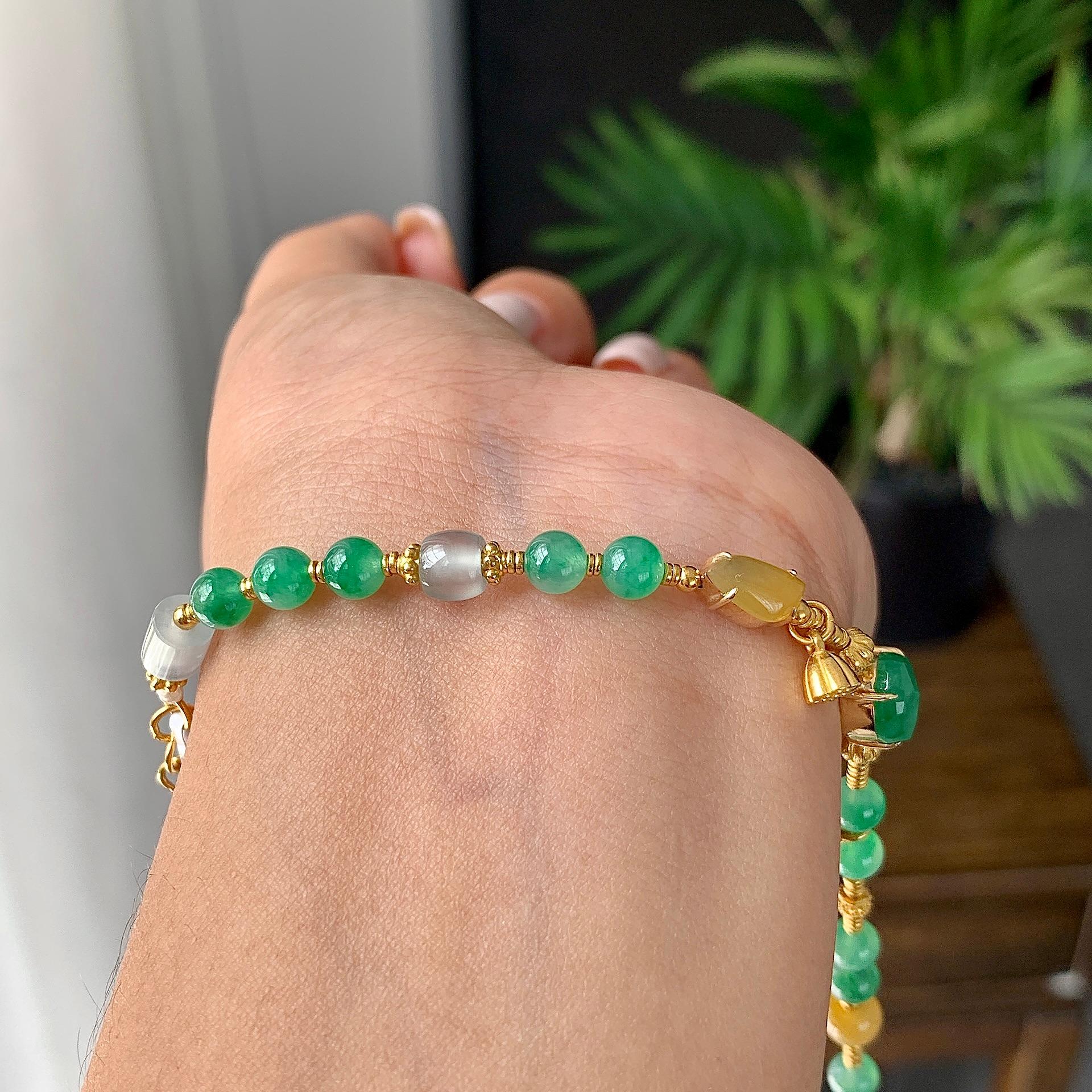 18k金糯冰种多彩手链（yc231061）