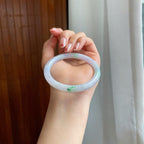 糯冰种春彩翡翠圆条手镯（53mm）（yc318590）