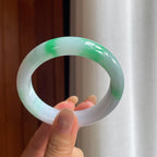 糯冰带色翡翠平安镯（56mm）（yc439890）