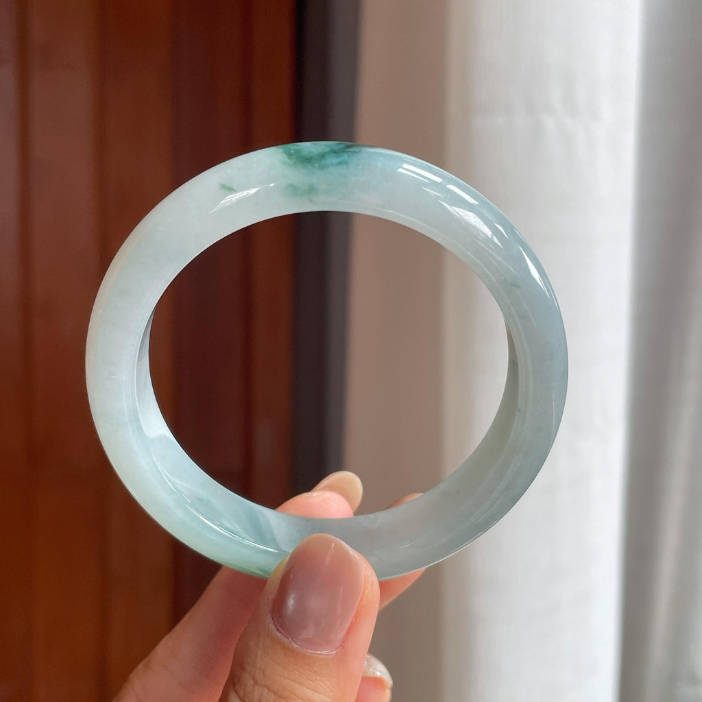 糯冰飘花翡翠平安镯（55mm）（yc414542）
