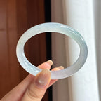 糯冰淡底色贵妃镯 56圈 天然缅甸A货翡翠（yc453959）