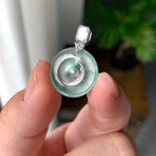 18K金钻镶冰种淡晴底平安扣吊坠（yc257220）