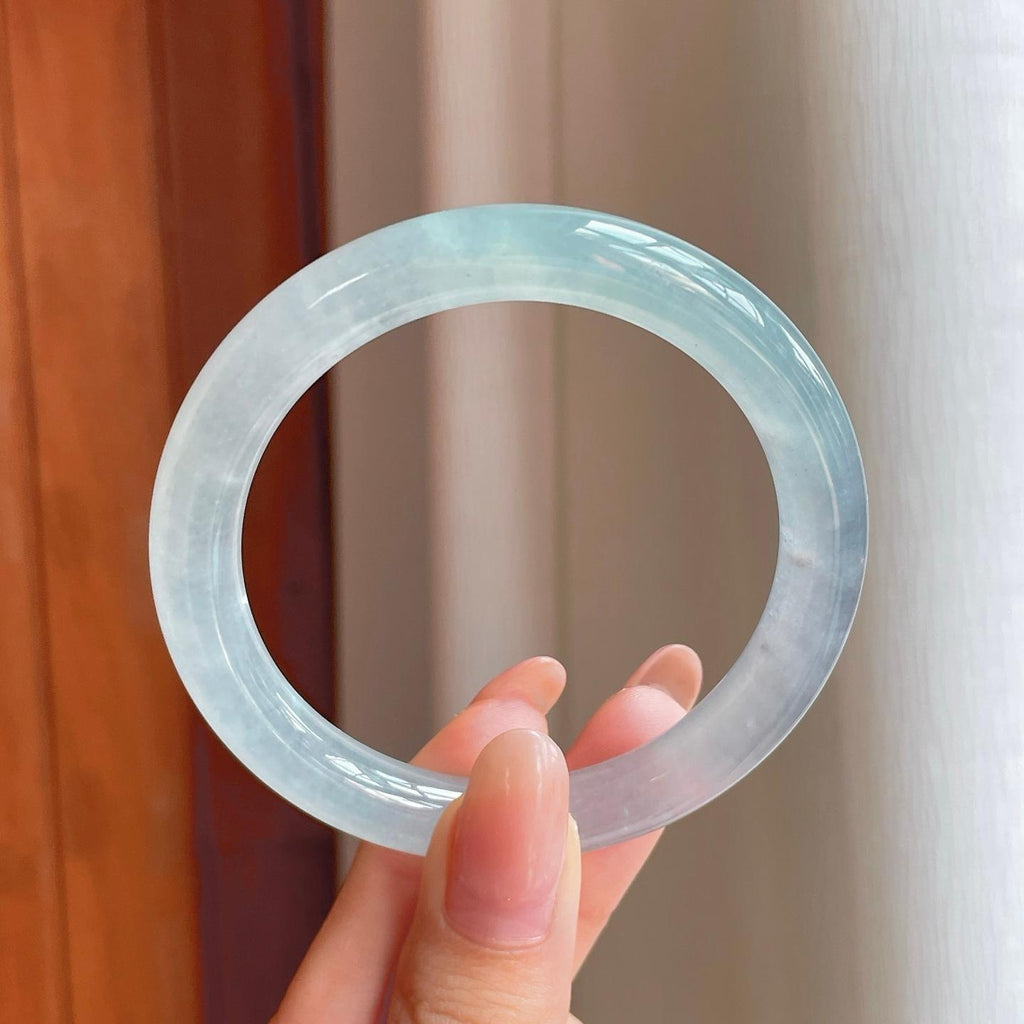 冰种淡底色翡翠圆条手镯（53.8mm)（yc362701）