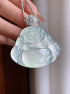 18k金镶镶冰玻种翡翠佛公（yc233167）