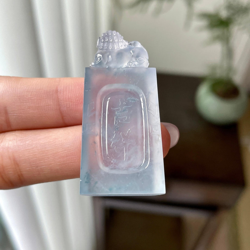 冰种蓝水梅花牌挂件（yc312574）