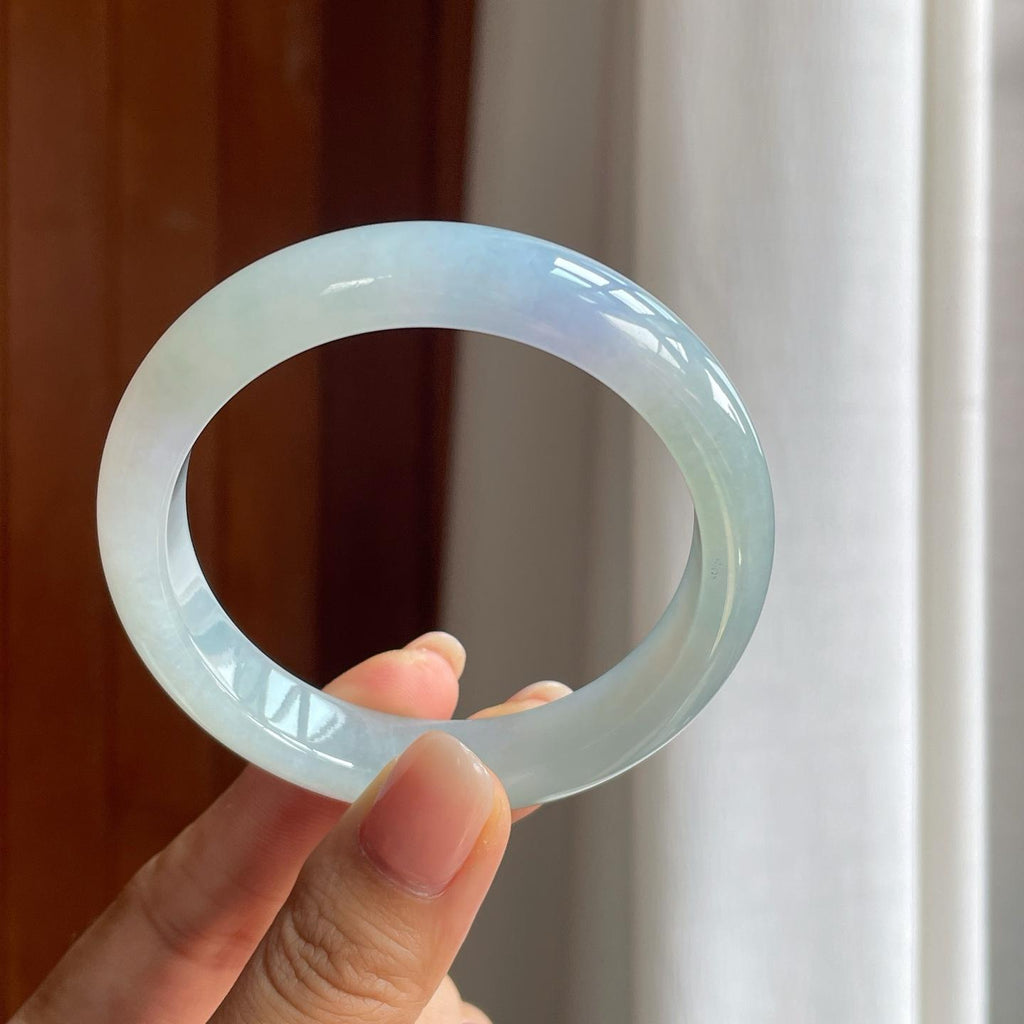 冰种淡紫罗兰翡翠平安镯（56mm）（yc397182）