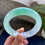 糯冰种飘绿宽版轮胎手镯（58.7mm）（yc243455）