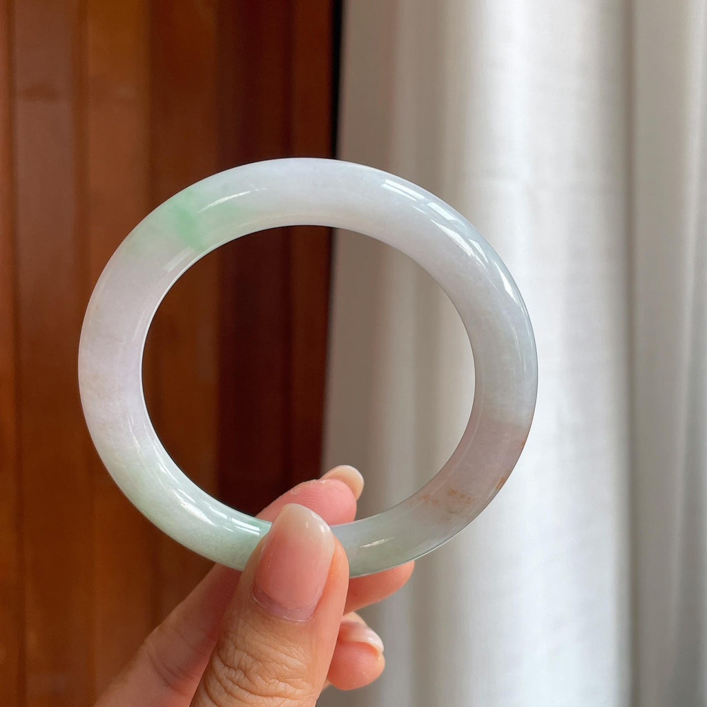 糯冰特色翡翠圆条手镯(55.3mm)（yc402822）
