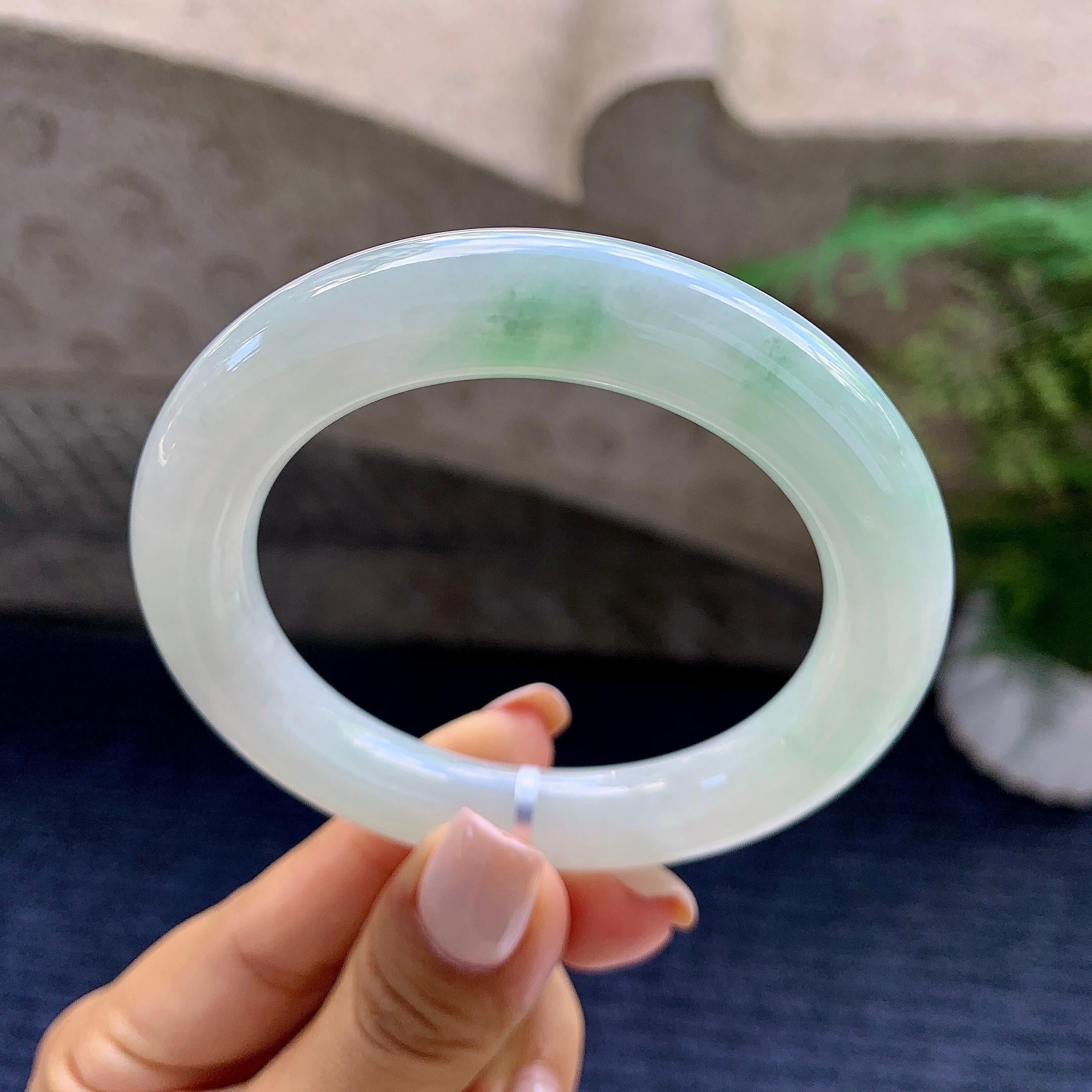 细糯种飘花圆条手镯（53.7mm）（yc223961）