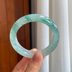 冰种飘花翡翠平安镯（56.8mm）（yc310946）
