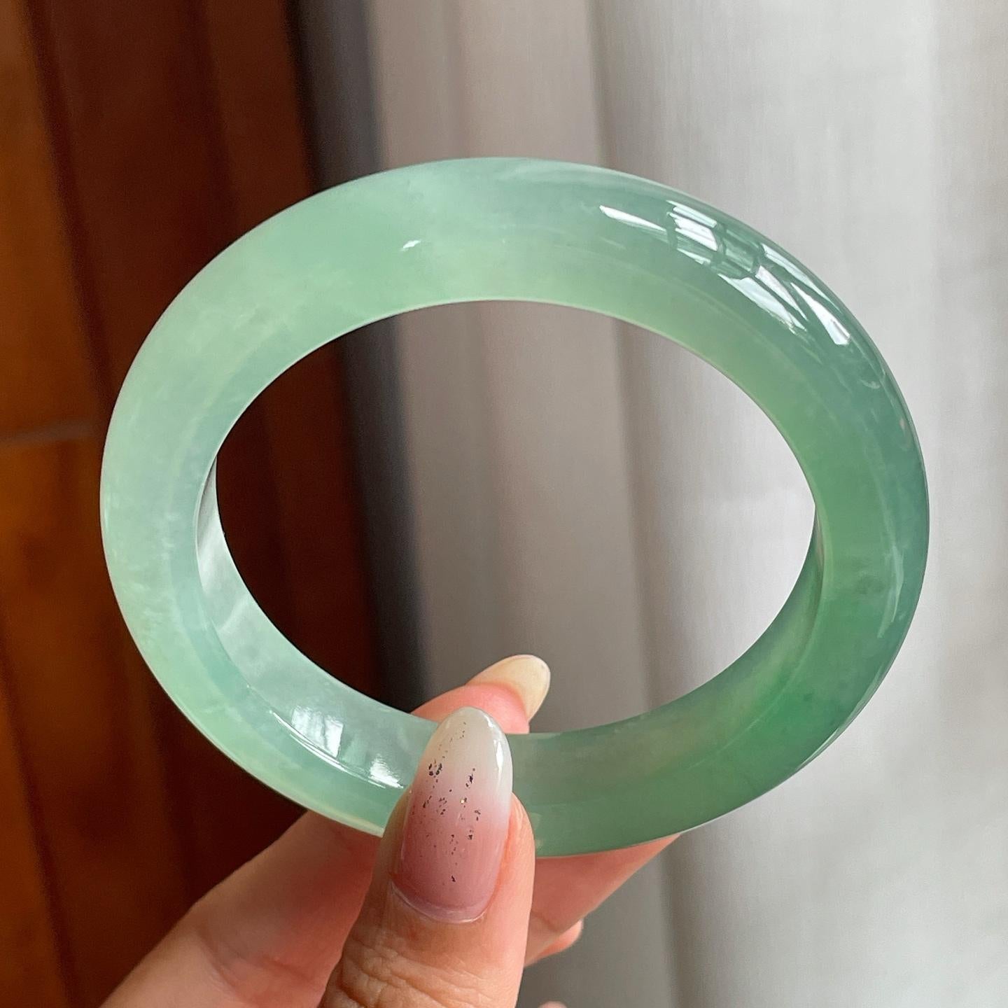 冰种晴底翡翠平安镯（55mm）