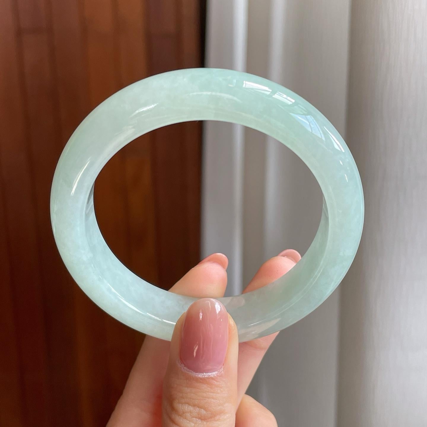 糯冰晴底翡翠平安镯（55mm)（yc323834）