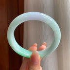 糯冰带色翡翠平安镯（58.3mm)（yc347293）