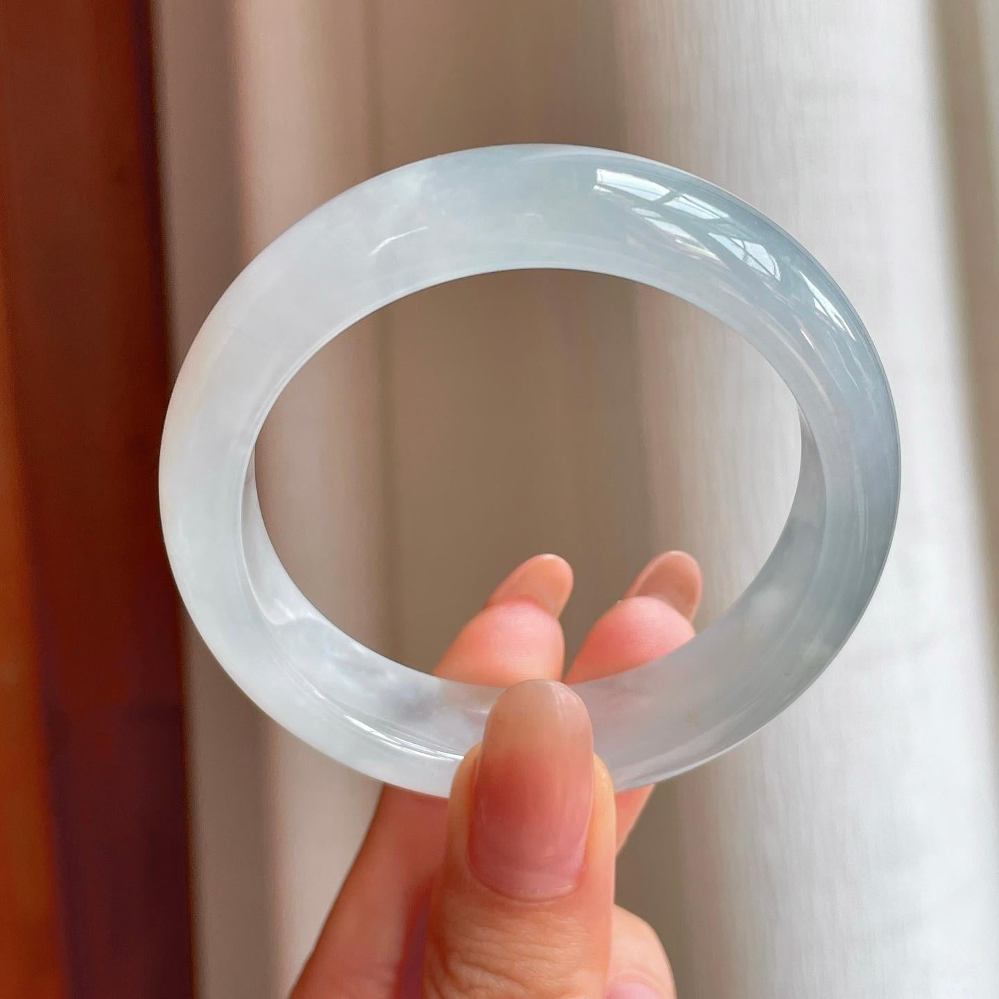 冰种白月光翡翠平安镯（51.7mm)（yc362702）