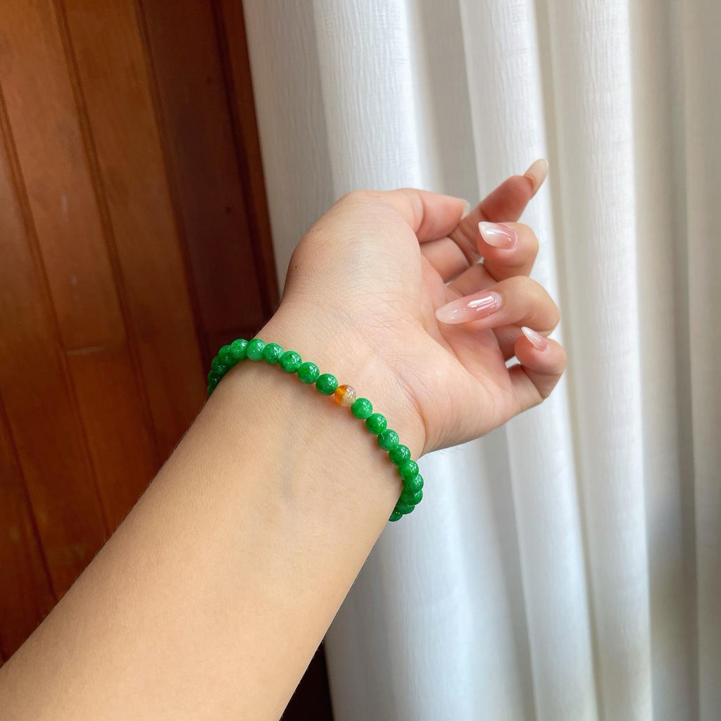 糯种满绿翡翠珠串手串（yc264150）