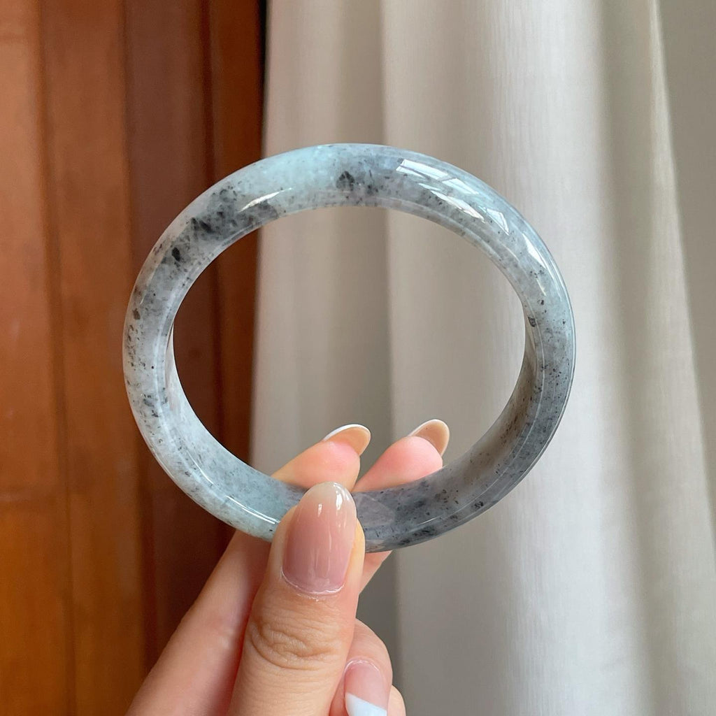 糯冰乌鸡翡翠平安镯（61.3mm)（yc373903）