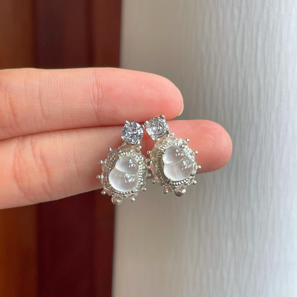 铜托冰玻种无色翡翠葫芦（yc253132）