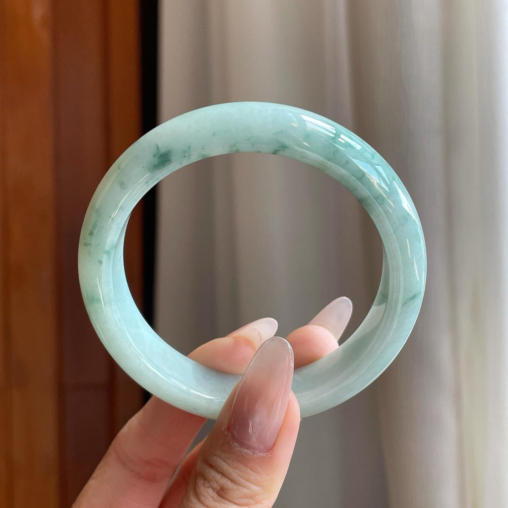 细糯冰飘花翡翠平安镯（55.5mm）（yc272833）