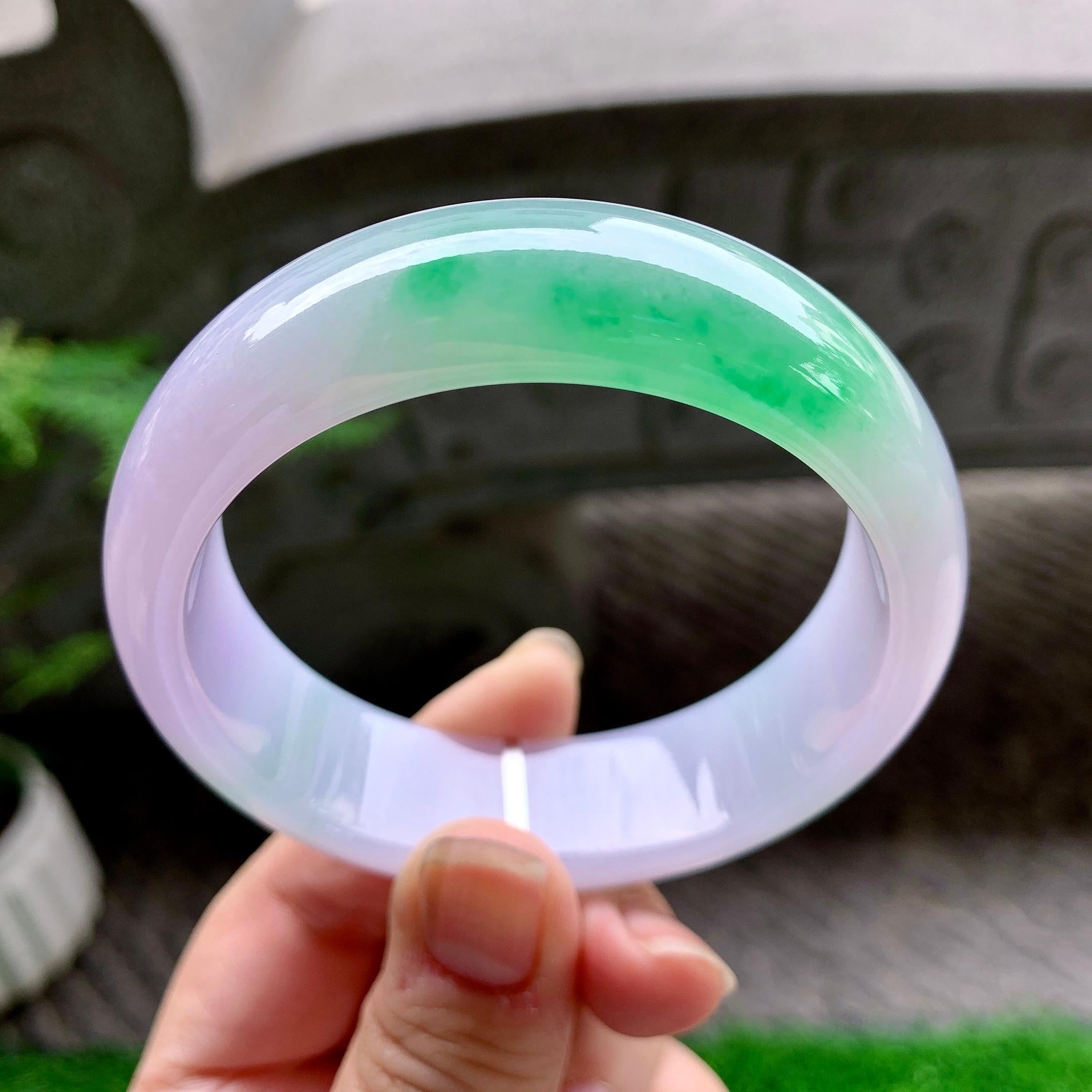 糯冰种春彩宽版轮胎手镯（58.6mm）（yc253000）