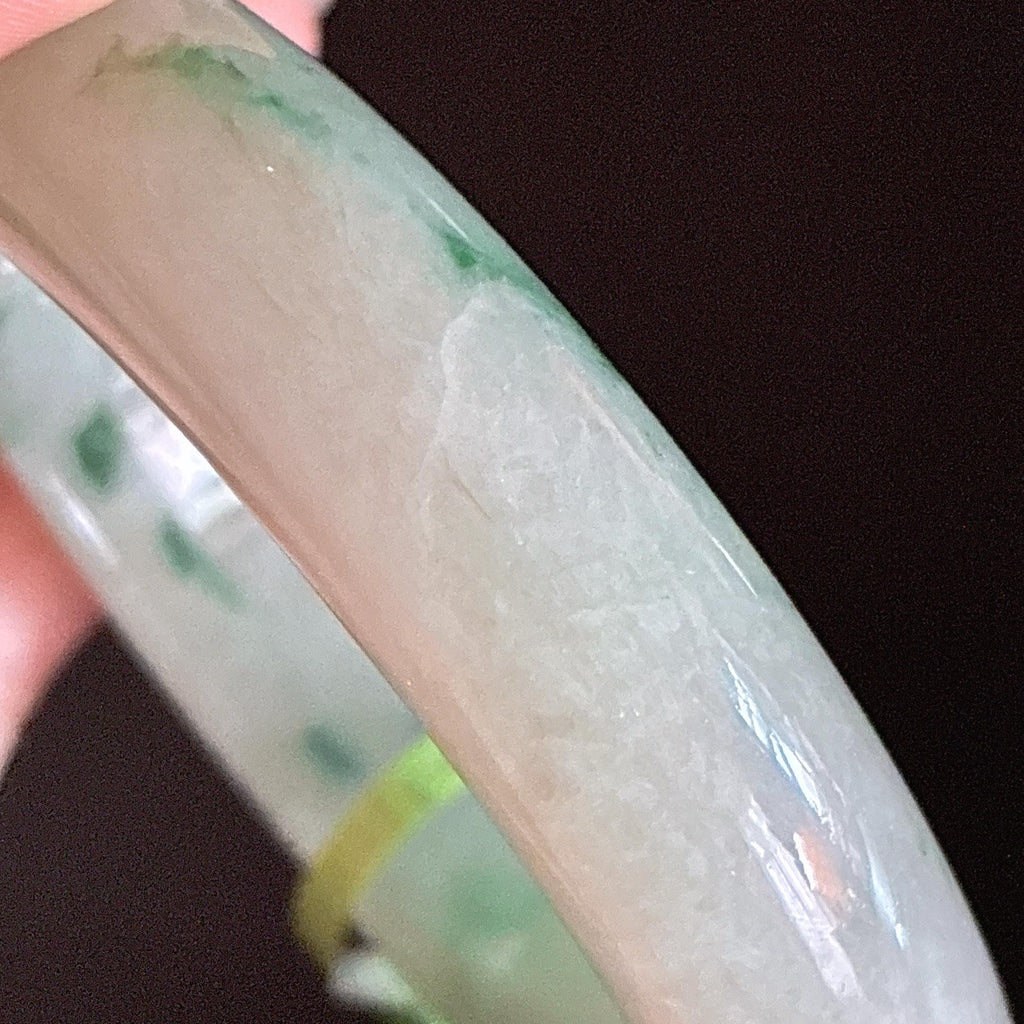 细糯种飘花正圈平安镯 53圈 天然缅甸A货翡翠（yc481630）