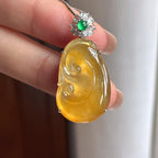 18k金镶冰种黄翡翡翠如意（yc434652）