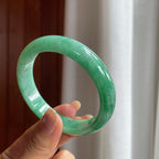 糯冰满圈带色翡翠平安镯(58mm)（yc424289）
