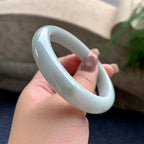 大圈口  细糯种飘花正圈平安镯59圈  天然缅甸A货翡翠（yc434641）