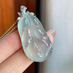 18k金镶冰种蓝晴底翡翠叶子（yc242849）