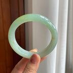 糯冰晴绿底飘黄翡翠平安镯（59mm）（yc277392）