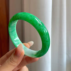 糯冰满绿翡翠平安镯（57.5mm）（yc259091）