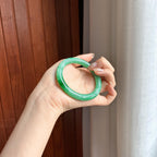 细糯种满绿圆条手镯 54圈 天然缅甸A货翡翠（yc461236）