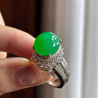 Mặt trứng dương lục nõn băng, đế đồng - Ngọc phỉ thúy tự nhiên Miến Điện loại A (yc451548)