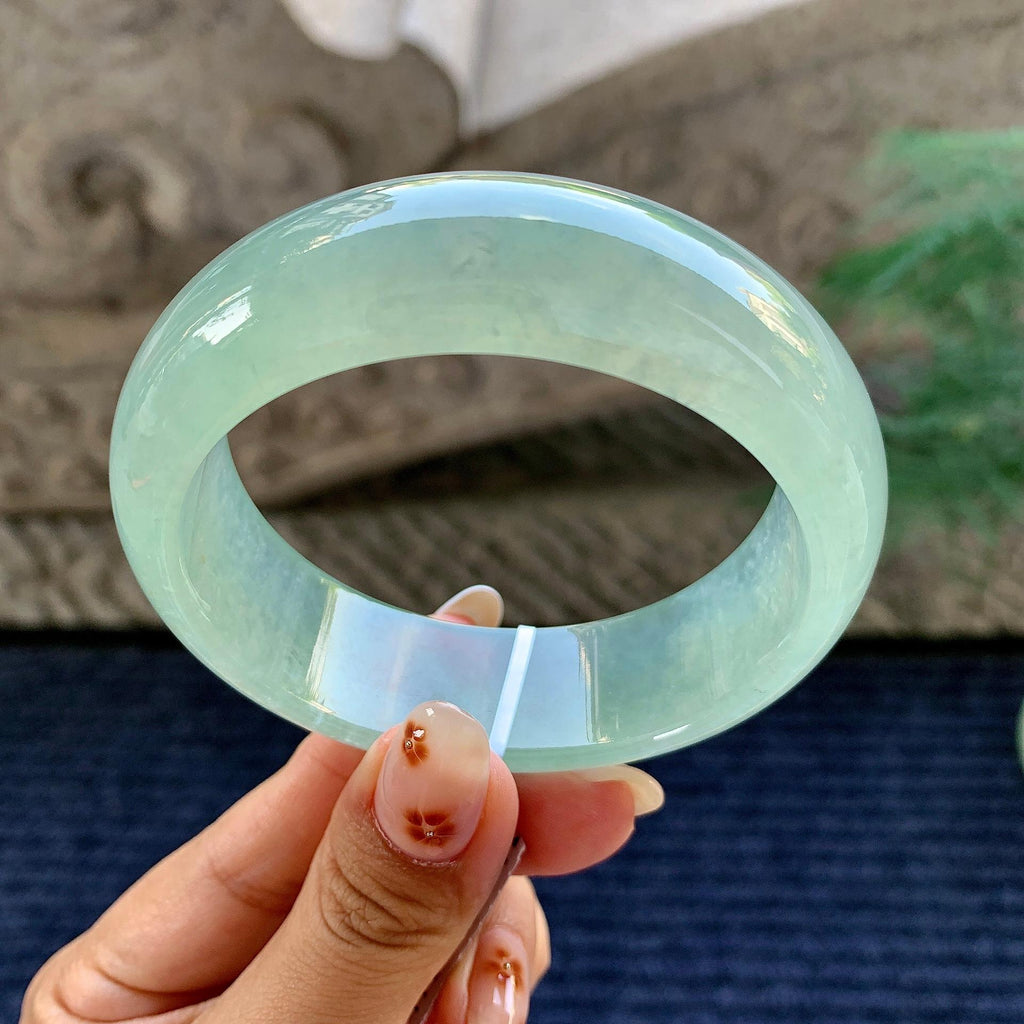 糯冰种晴水宽版轮胎手镯（58.5mm）（yc243442）