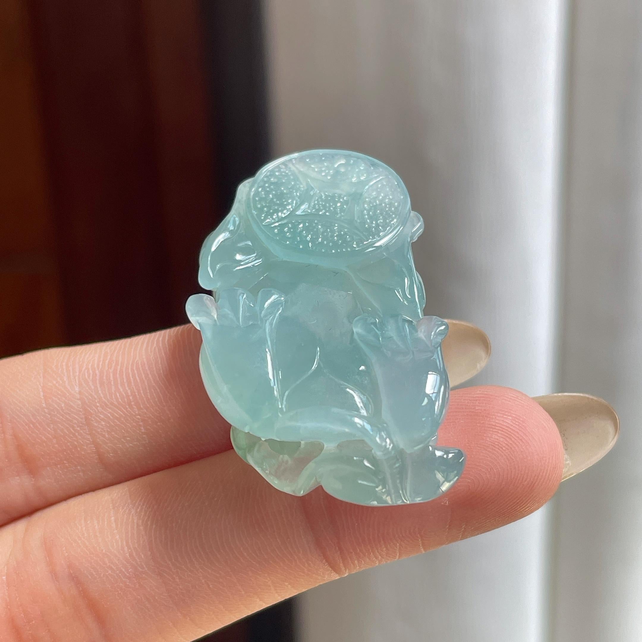 冰种蓝晴翡翠貔貅（yc487153）
