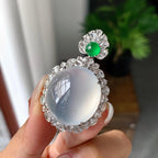 18k金钻镶冰种无色蛋面吊坠（yc255600）