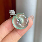 18k金镶冰种飘花翡翠平安扣（yc244886）