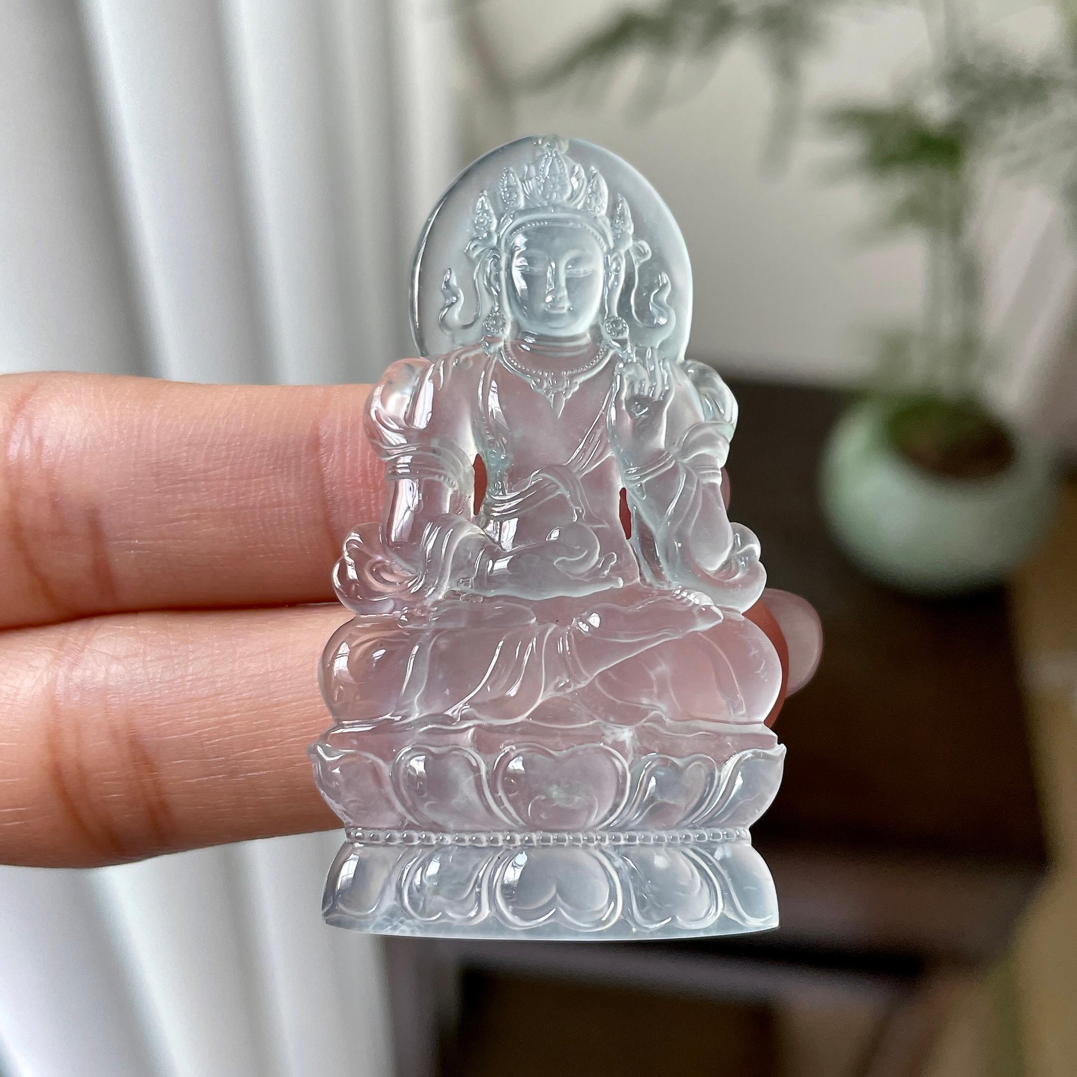 冰种淡晴水度母挂件（yc312575）