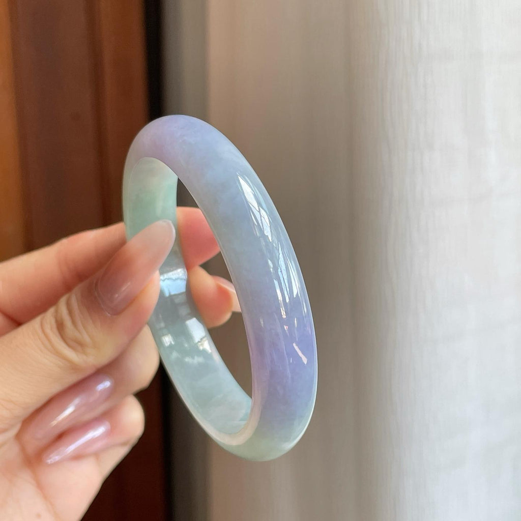 糯冰椿彩翡翠贵妃镯（57.7mm）（yc278186）