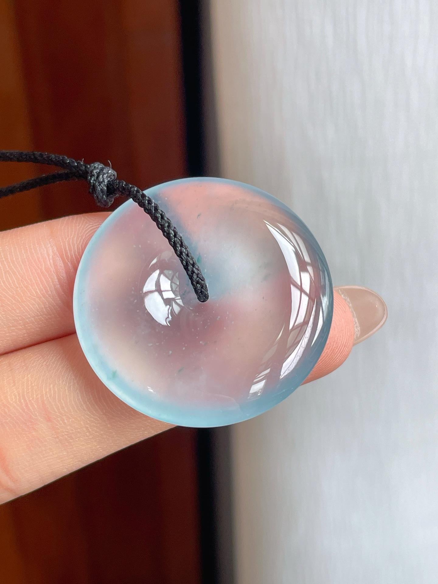 冰种蓝底飘花翡翠平安扣（yc238168）