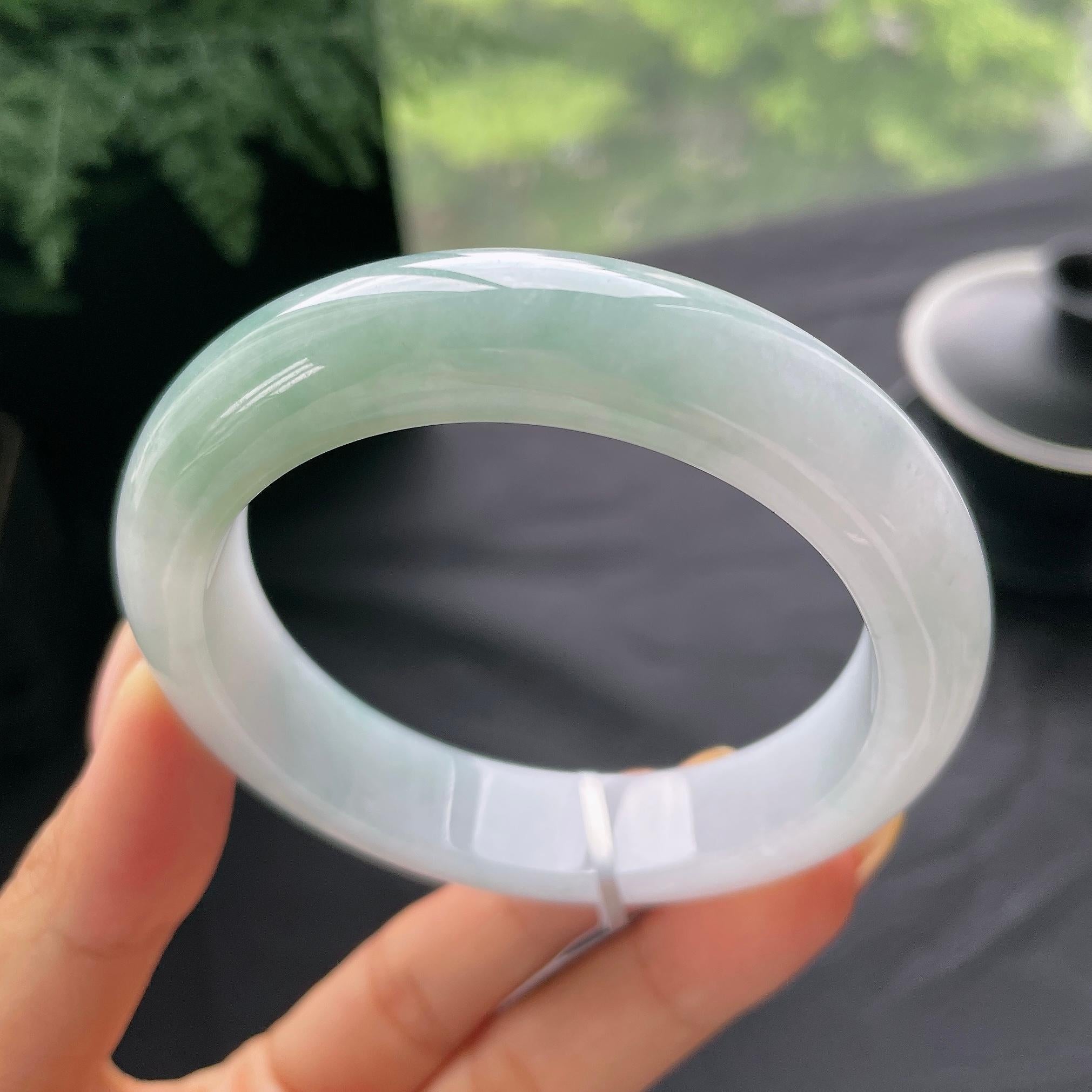 细糯种飘花正圈平安镯57.9圈 天然缅甸A货翡翠（yc473136）