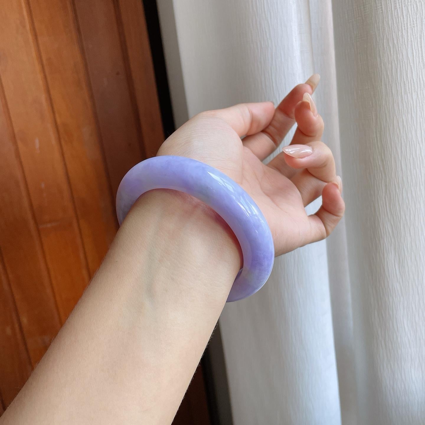 糯种紫罗兰翡翠平安镯（58.3mm）（yc242098）