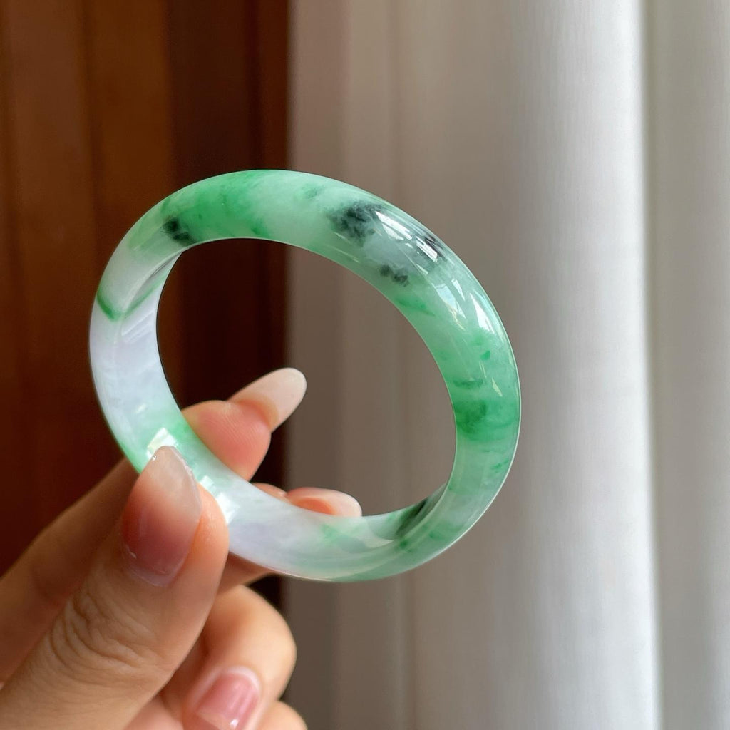 糯冰带色贵妃翡翠手镯（53.5mm）（yc312845）