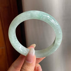 糯冰种淡底色翡翠平安镯（55mm）（yc217411）
