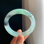 冰种水墨花翡翠平安镯（56.7mm)（yc323697）