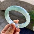 糯冰种飘花宽版轮胎手镯（57.6mm）（yc276219）
